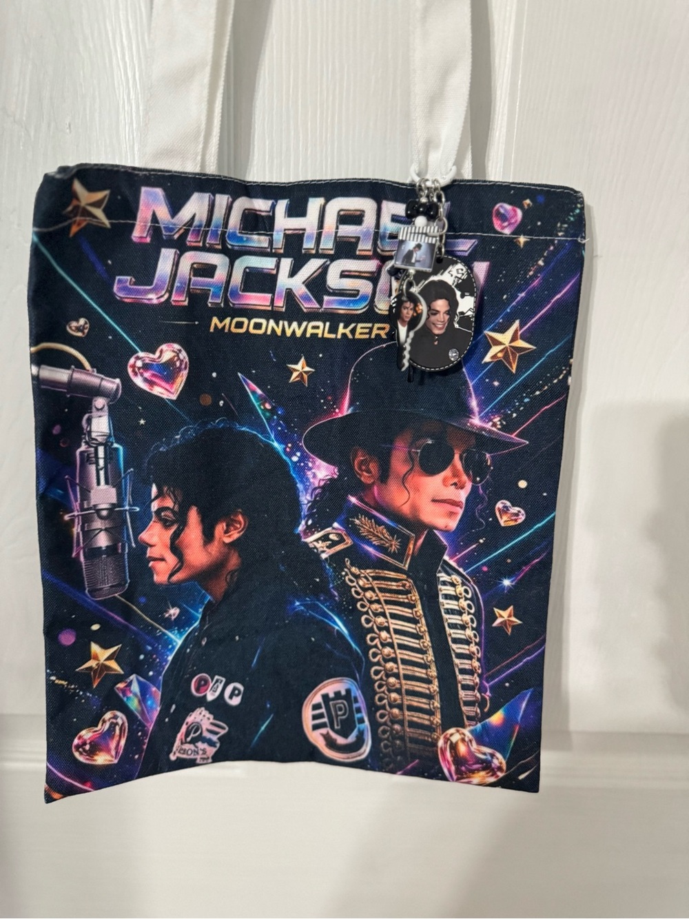 Michael Jackson Moonwalker Graphic Tote Bag - with removable bag charm